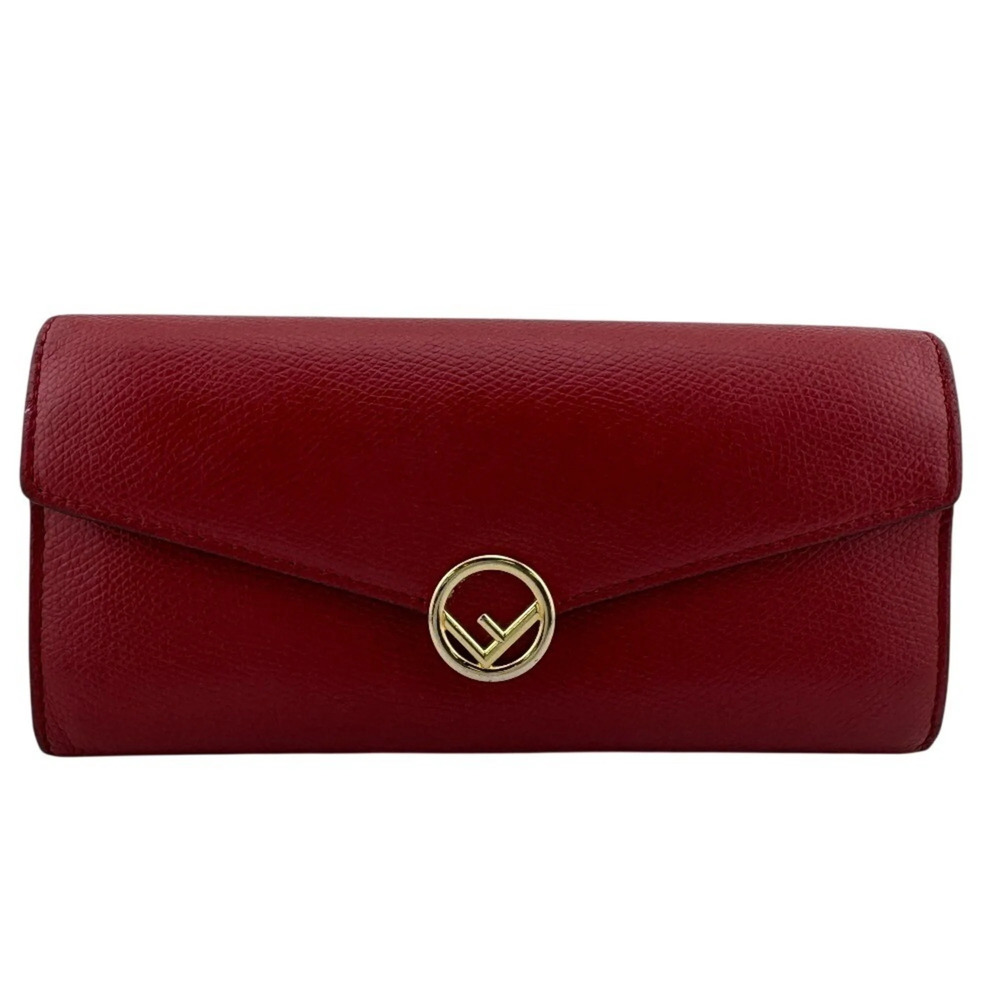FENDI 8M0251 F's Leather Long Wallet, Red